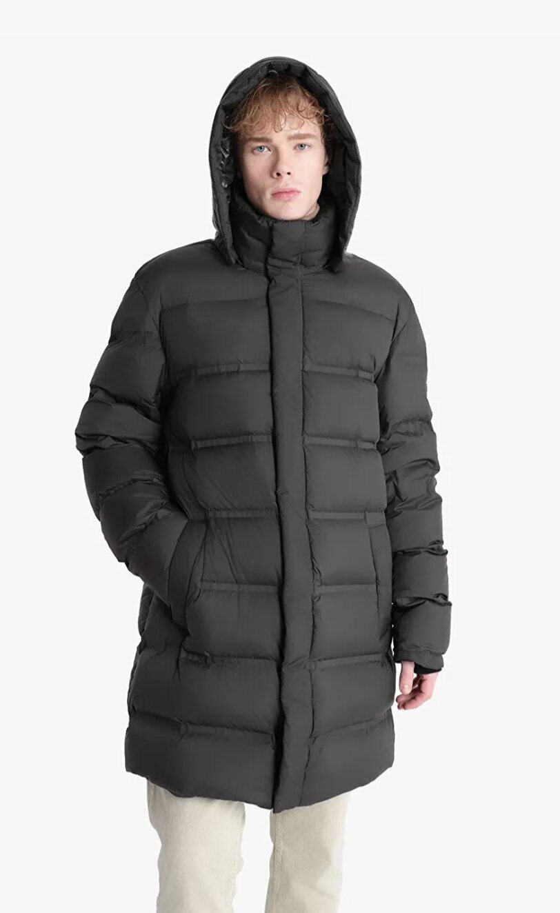 Made Tekstil black hooded long coat