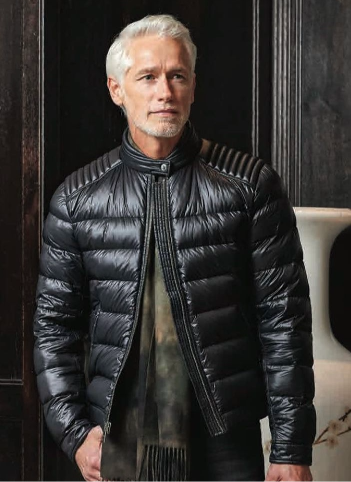 Made Tekstil black leather-look puffer jacket